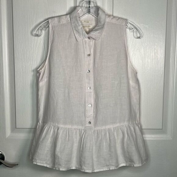 Catherine Maldonado Sz S Sleeveless Linen Blouse White - Picture 8 of 8